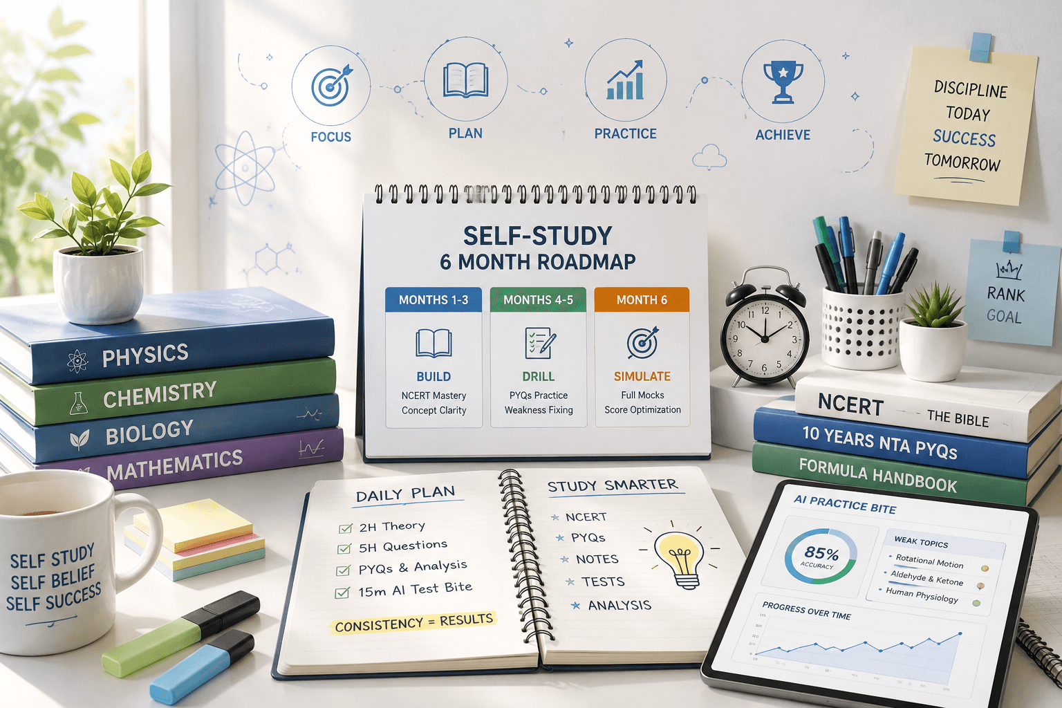 How to Crack NEET & JEE Without Coaching: The 6-Month Self-Study Blueprint