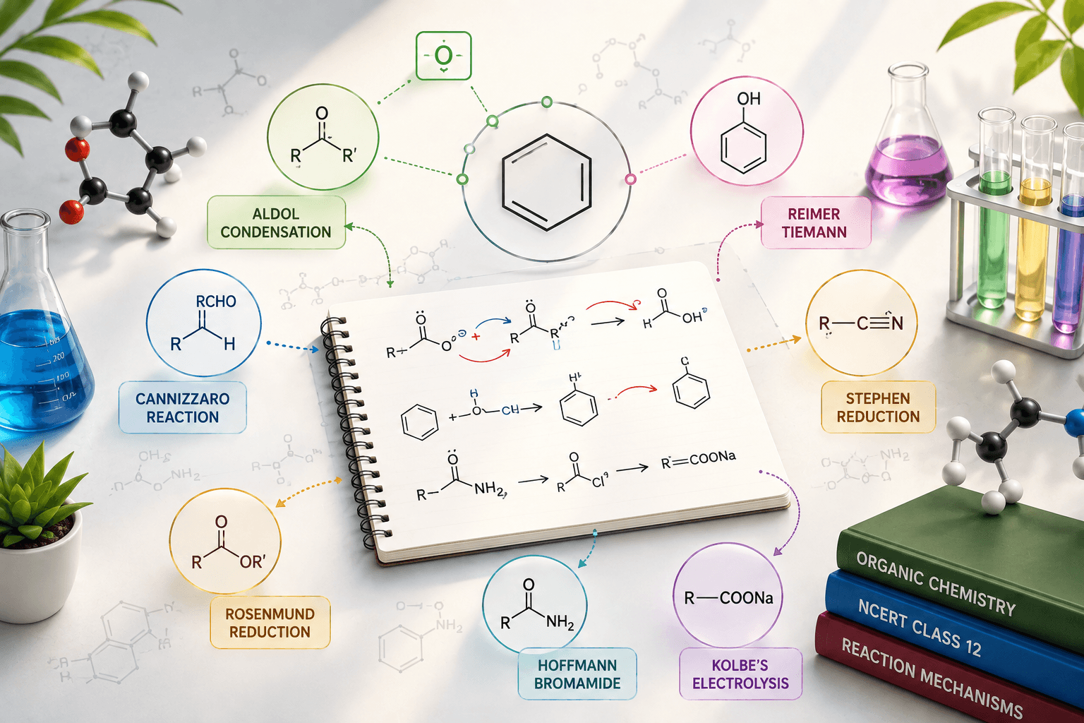 Organic Chemistry Named Reactions Cheat Sheet for NEET & JEE: Master Mechanisms & Reagents